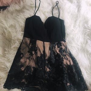 Black And Beige Lace Romper